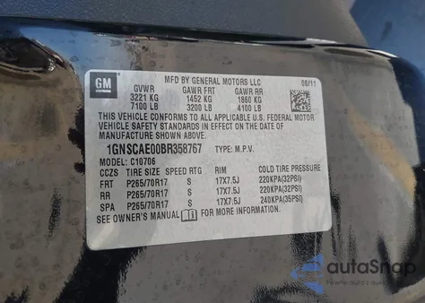 2011 Chevrolet Tahoe Ls from USA, damaged, VIN 1GNSCAE00BR358767